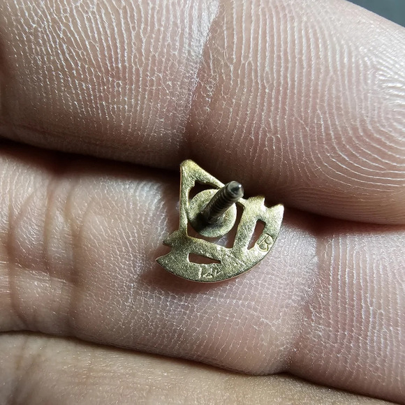 Masonic 14k Gold Small Lapel Screwback Pin Badge 0.7 Grams - Picture 5 of 8